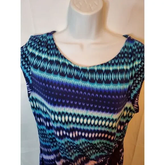 Sheath Dress Blue CB Established 1962 Women's Short Sleeve Round Neck Sz 12 - Picture 4 of 7